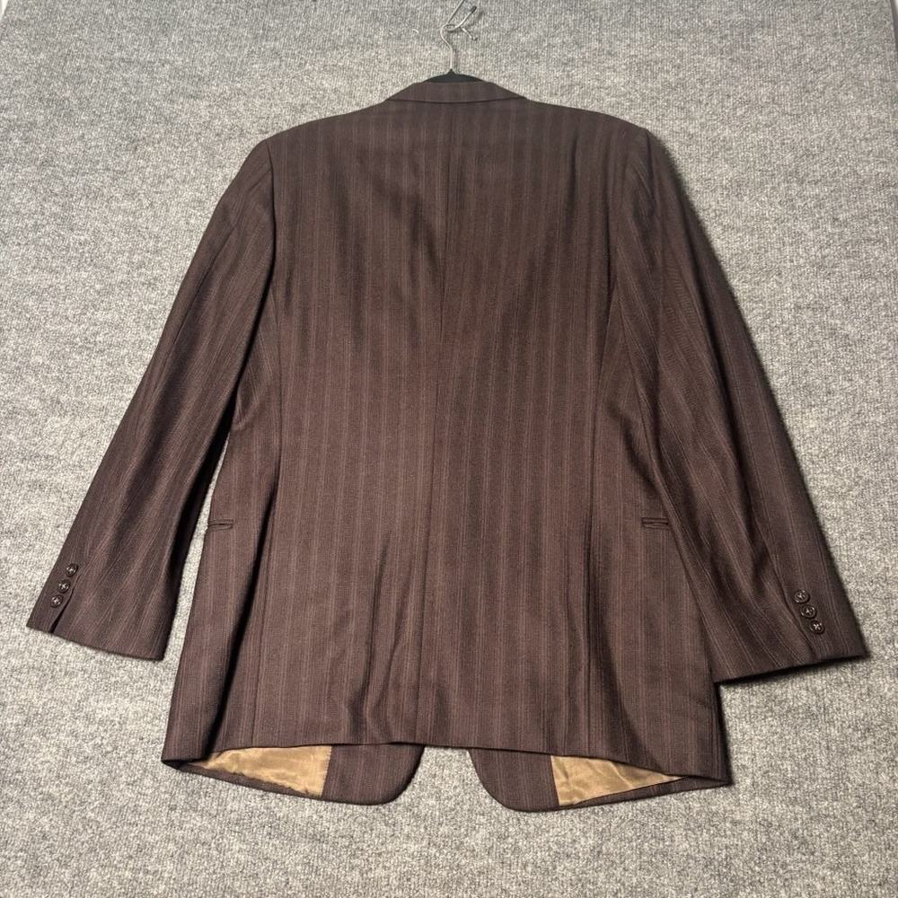 Emanuel Ungaro Uomo Brown Pinstripe Virgin Wool Blazer Saks Fifth Avenue 42L IT - Picture 2 of 16